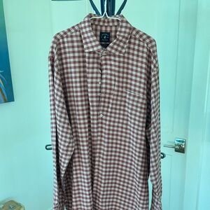 johnnie-O Men's Red and White Checkered Shirt